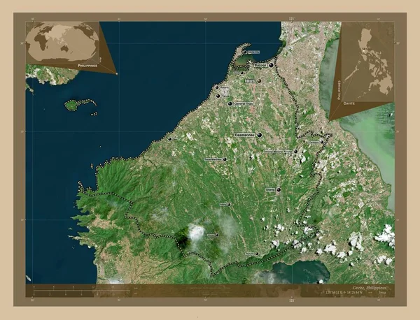 Cavite Provinsi Filipina Peta Satelit Resolusi Rendah Lokasi Dan Nama — Stok Foto