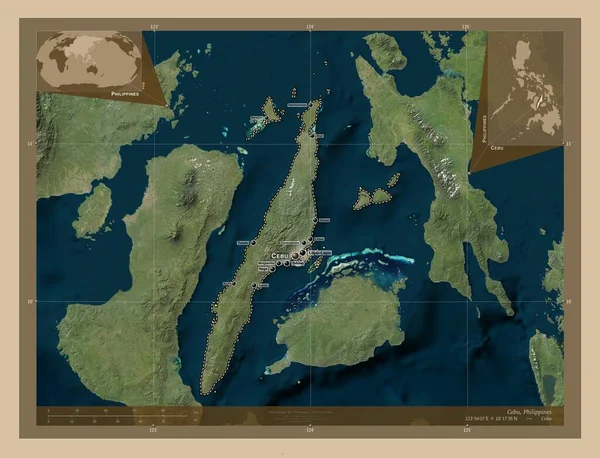 Себу Провінція Філіппін Супутникова Карта Низькою Роздільною Здатністю Місця Розташування — стокове фото