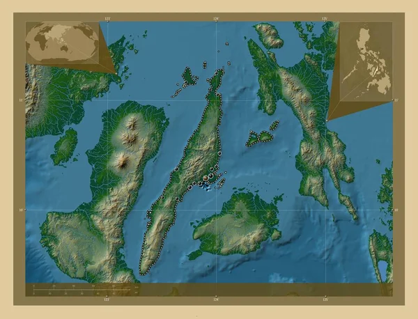 Себу Провінція Філіппін Кольорові Карти Висот Озерами Річками Розташування Великих — стокове фото