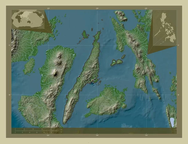 Cebu Provinsi Filipina Peta Ketinggian Diwarnai Dengan Gaya Wiki Dengan — Stok Foto