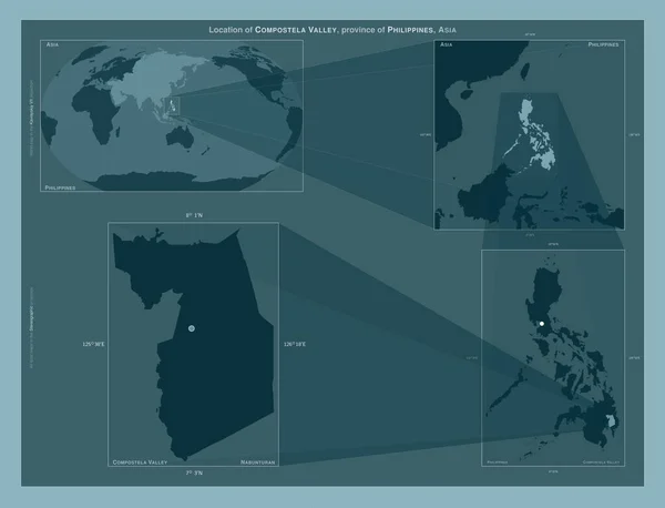 Compostela Valley Province Philippines Diagram Showing Location Region Larger Scale — стоковое фото
