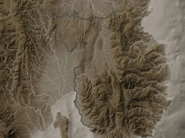 Compostela Valley Province Philippines Elevation Map Colored Sepia Tones Lakes — Zdjęcie stockowe