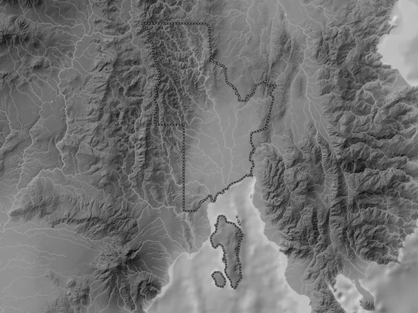 Davao Del Norte Province Philippines Grayscale Elevation Map Lakes Rivers — Φωτογραφία Αρχείου