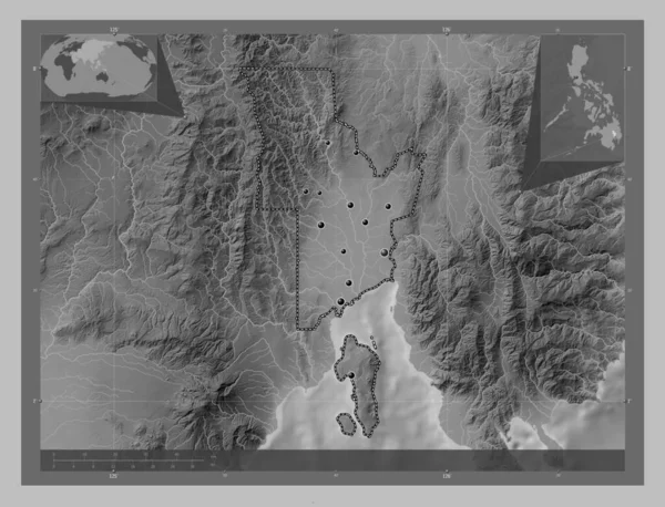 Davao Del Norte Province Philippines Grayscale Elevation Map Lakes Rivers — 图库照片