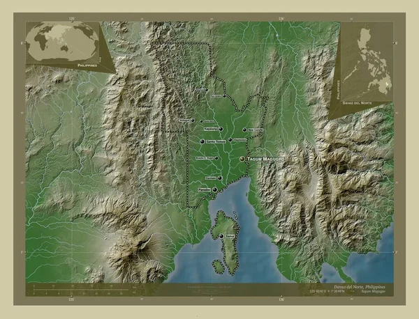Davao Del Norte Province Philippines Elevation Map Colored Wiki Style — Zdjęcie stockowe