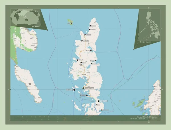 Dinagat Islands Province Philippines Open Street Map Locations Names Major —  Fotos de Stock