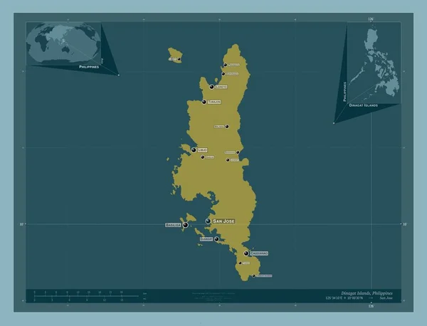 Dinagat Islands Province Philippines Solid Color Shape Locations Names Major —  Fotos de Stock