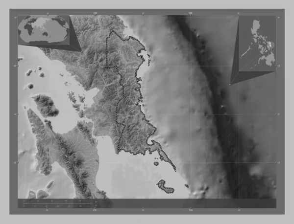 Eastern Samar Province Philippines Grayscale Elevation Map Lakes Rivers Corner — Stock fotografie