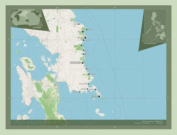Samar Timur Provinsi Filipina Peta Open Street Lokasi Dan Nama — Stok Foto