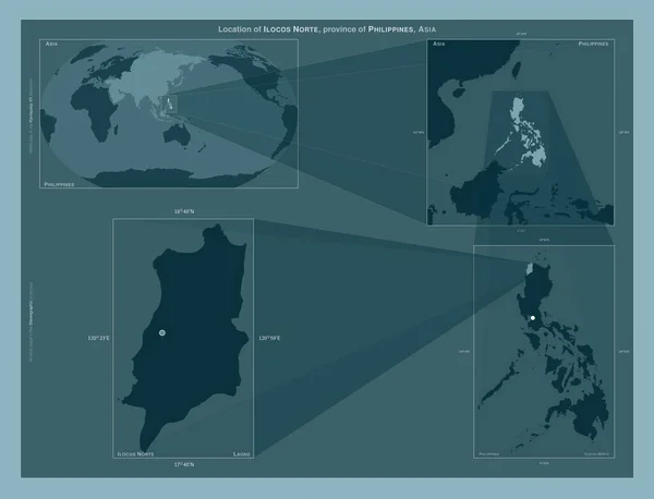 Ilocos Norte Province Philippines Diagram Showing Location Region Larger Scale — Stock Photo, Image