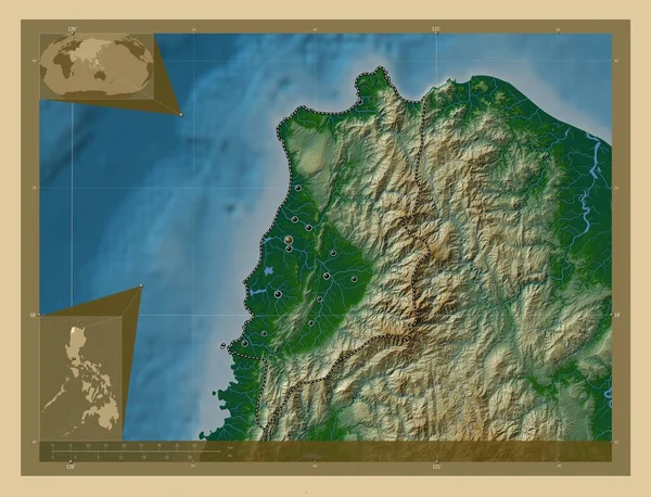 Ilocos Norte Province Philippines Colored Elevation Map Lakes Rivers Locations — Foto Stock
