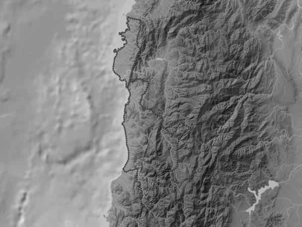 Ilocos Sur Province Philippines Grayscale Elevation Map Lakes Rivers — Stock Photo, Image
