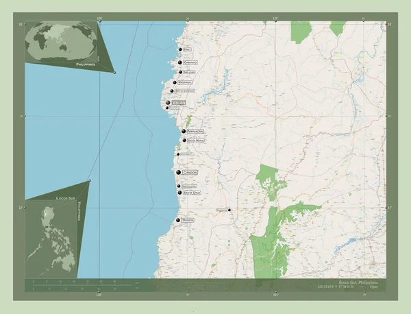 Ілокос Сур Провінція Філіппіни Відкрита Карта Вулиць Місця Розташування Назви — стокове фото
