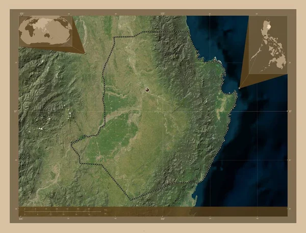 Isabela Province Philippines Low Resolution Satellite Map Corner Auxiliary Location — ストック写真