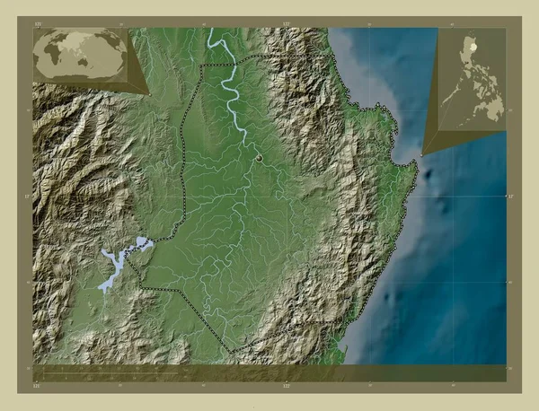 Isabela Province Philippines Elevation Map Colored Wiki Style Lakes Rivers — Stock Photo, Image