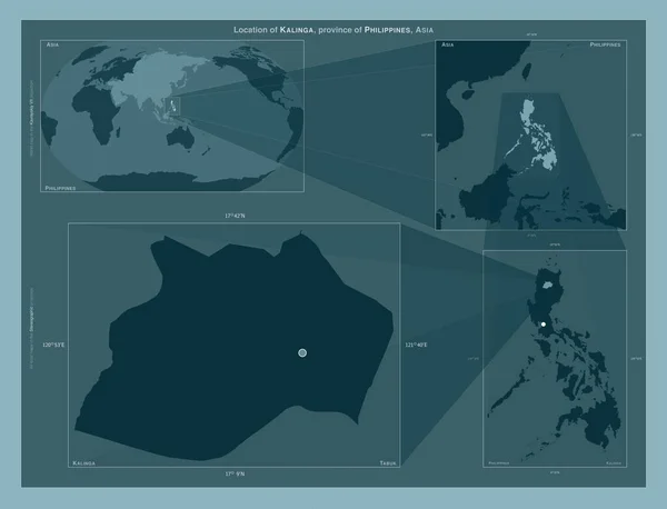 Kalinga Province Philippines Diagram Showing Location Region Larger Scale Maps — Stock Photo, Image