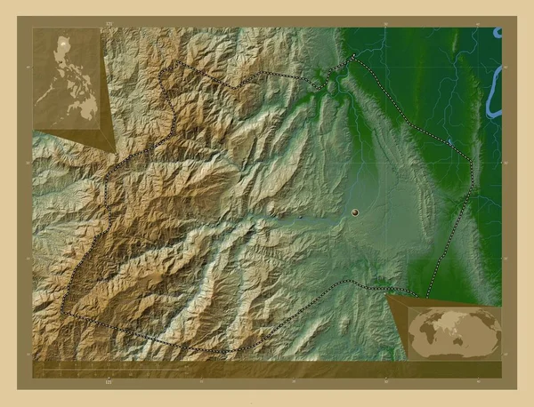 Kalinga Province Philippines Colored Elevation Map Lakes Rivers Corner Auxiliary — Stock fotografie