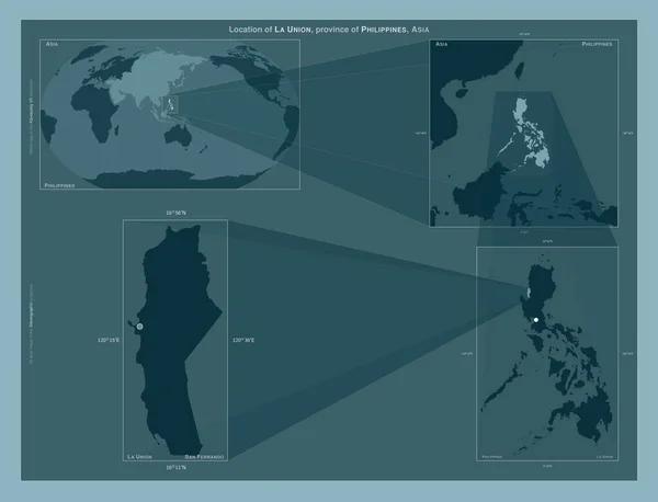 Union Province Philippines Diagram Showing Location Region Larger Scale Maps — стоковое фото