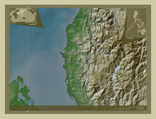 Union Province Philippines Elevation Map Colored Wiki Style Lakes Rivers — Fotografia de Stock