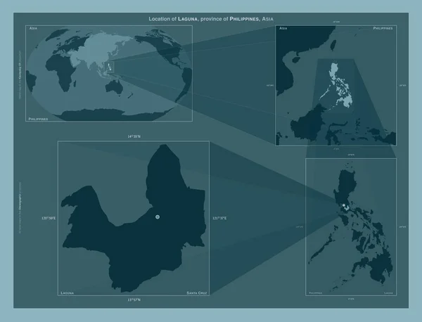 Laguna Province Philippines Diagram Showing Location Region Larger Scale Maps — Foto de Stock