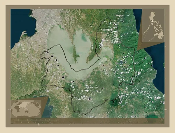 Laguna Province Philippines High Resolution Satellite Map Locations Major Cities — Foto de Stock