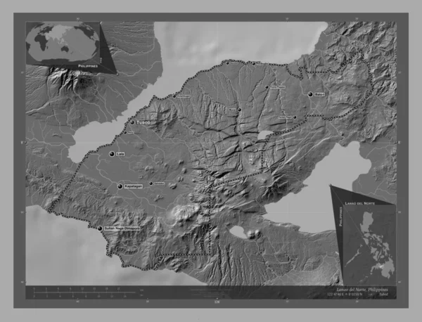 Lanao Del Norte Province Philippines Bilevel Elevation Map Lakes Rivers — Stock Photo, Image