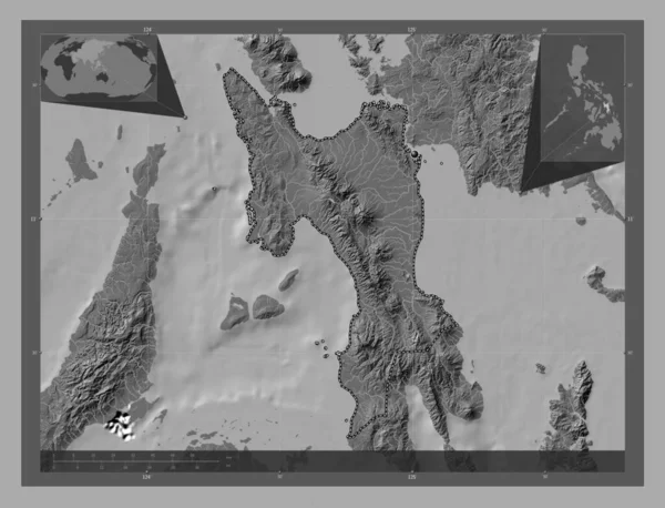 Leyte Province Philippines Bilevel Elevation Map Lakes Rivers Corner Auxiliary — Fotografia de Stock