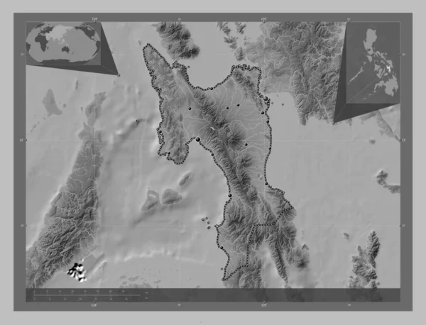 Leyte Province Philippines Grayscale Elevation Map Lakes Rivers Locations Major — Stock fotografie