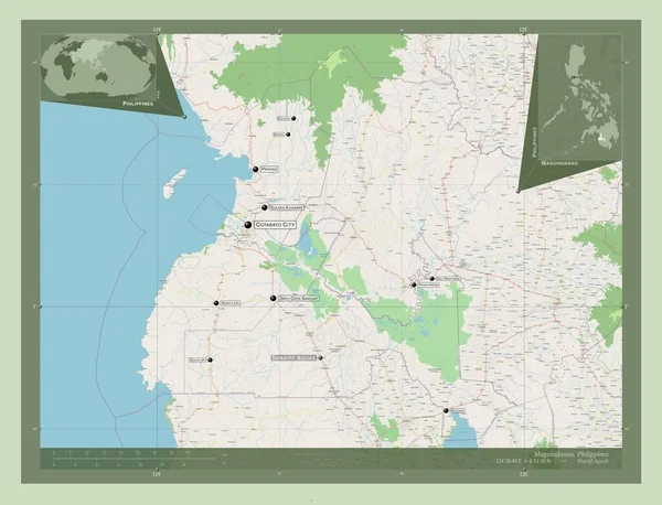 Maguindanao Province Philippines Open Street Map Locations Names Major Cities — Stok Foto