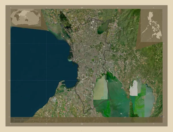 Metropolitan Manila Province Philippines High Resolution Satellite Map Corner Auxiliary — Foto de Stock