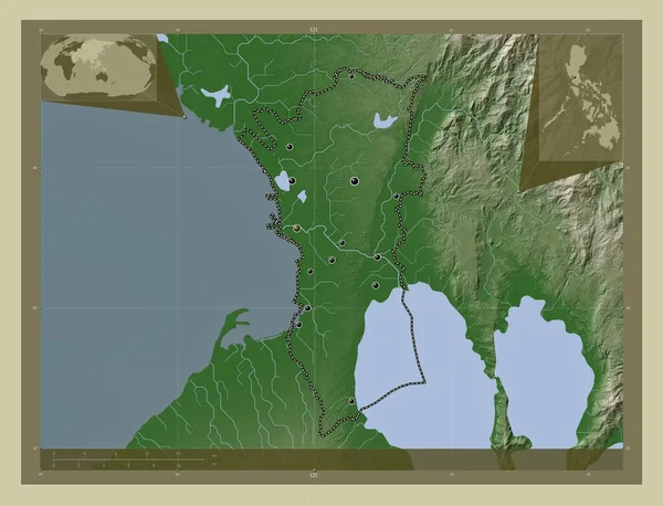Metropolitan Manila Province Philippines Elevation Map Colored Wiki Style Lakes — ストック写真