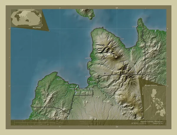 Misamis Oriental Province Philippines Elevation Map Colored Wiki Style Lakes — Stockfoto