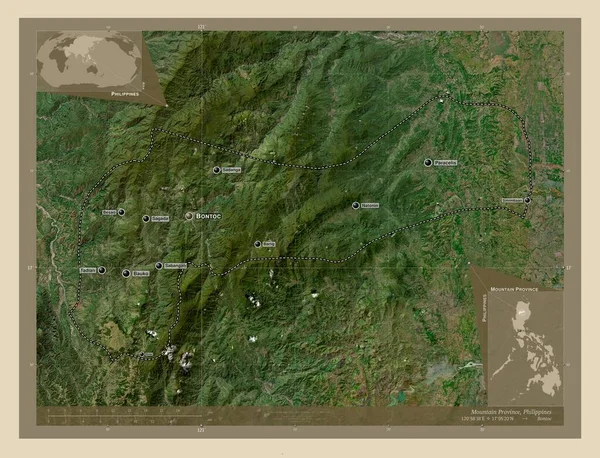 Mountain Province Province Philippines High Resolution Satellite Map Locations Names — 图库照片