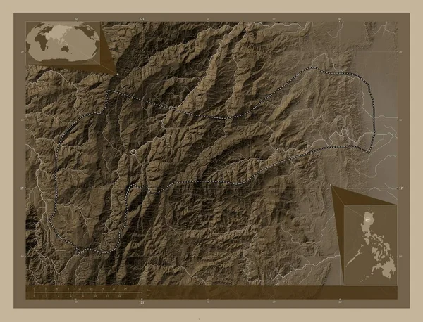Mountain Province Province Philippines Elevation Map Colored Sepia Tones Lakes — стоковое фото
