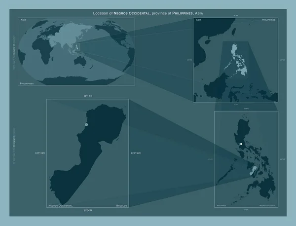 Negros Occidental Province Philippines Diagram Showing Location Region Larger Scale — Stock fotografie