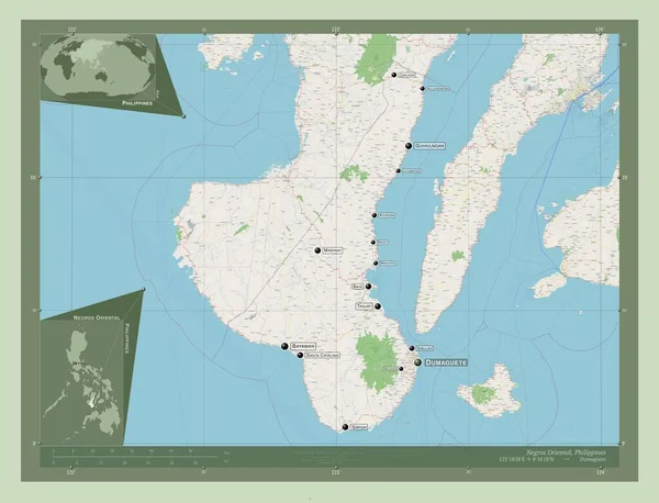 Негрос Схід Провінція Філіппін Відкрита Карта Вулиць Місця Розташування Назви — стокове фото