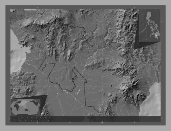 North Cotabato Province Philippines Bilevel Elevation Map Lakes Rivers Corner — Φωτογραφία Αρχείου