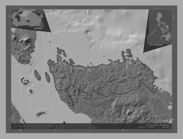 Northern Samar Province Philippines Bilevel Elevation Map Lakes Rivers Locations — Stock fotografie