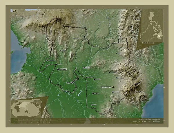 North Cotabato Province Philippines Elevation Map Colored Wiki Style Lakes — Foto de Stock