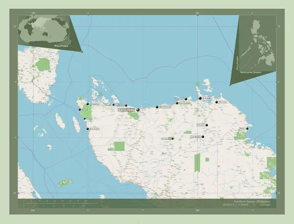 Northern Samar Province Philippines Open Street Map Locations Names Major — ストック写真