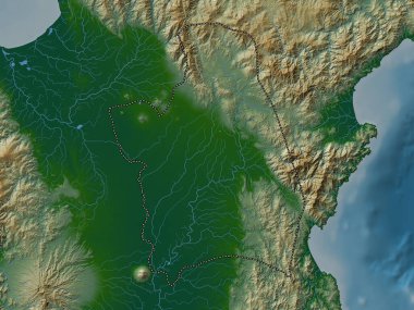 Nueva Ecija, province of Philippines. Colored elevation map with lakes and rivers clipart
