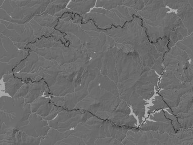 Evora, district of Portugal. Bilevel elevation map with lakes and rivers