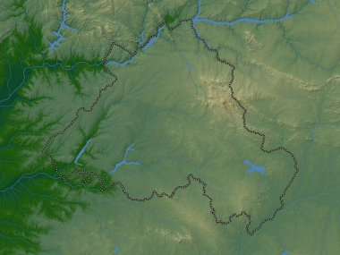 Portalegre, district of Portugal. Colored elevation map with lakes and rivers