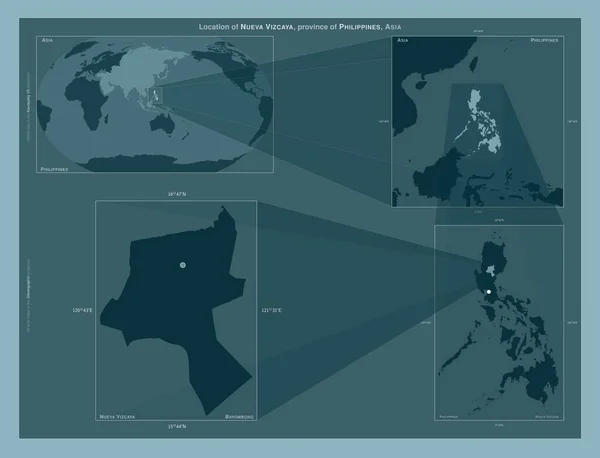 Nueva Vizcaya Province Philippines Diagram Showing Location Region Larger Scale — Zdjęcie stockowe