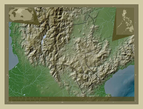 Nueva Vizcaya Province Philippines Elevation Map Colored Wiki Style Lakes — Stock Photo, Image