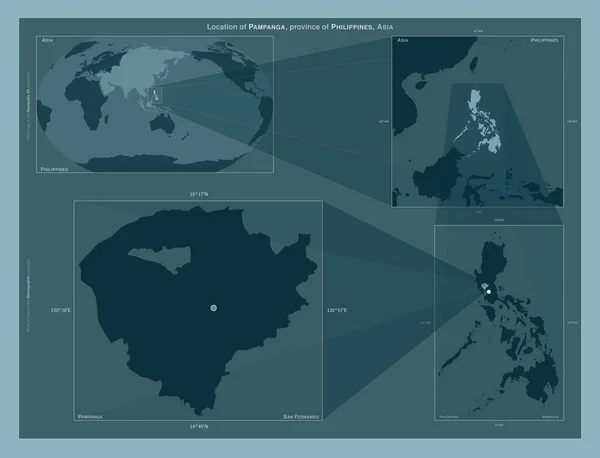 Pampanga Province Philippines Diagram Showing Location Region Larger Scale Maps — Foto de Stock