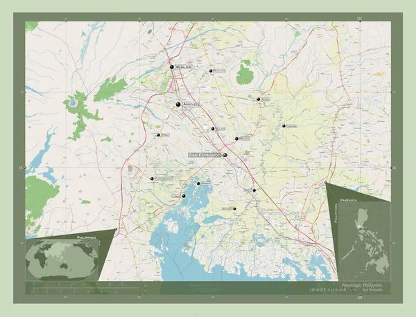 Пампанга Провінція Філіппін Відкрита Карта Вулиць Місця Розташування Назви Великих — стокове фото