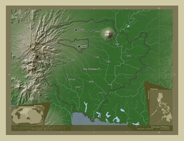 Pampanga Province Philippines Elevation Map Colored Wiki Style Lakes Rivers — Foto Stock
