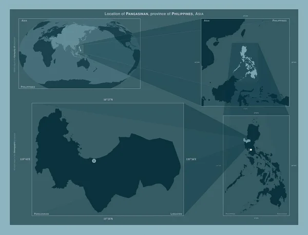 Pangasinan Province Philippines Diagram Showing Location Region Larger Scale Maps — Stockfoto