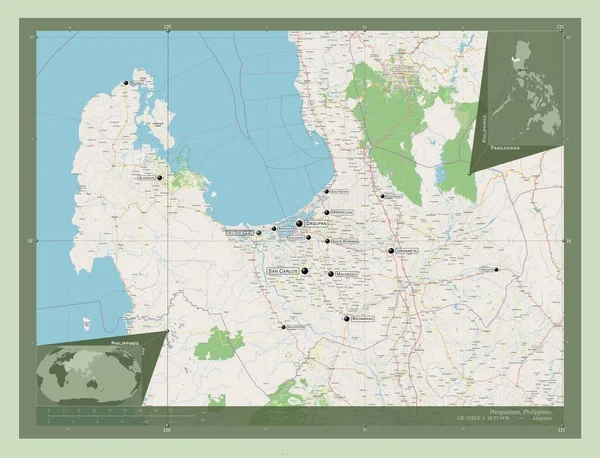 Pangasinan Province Philippines Open Street Map Locations Names Major Cities — Fotografia de Stock